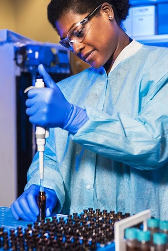 Medical professional processing samples